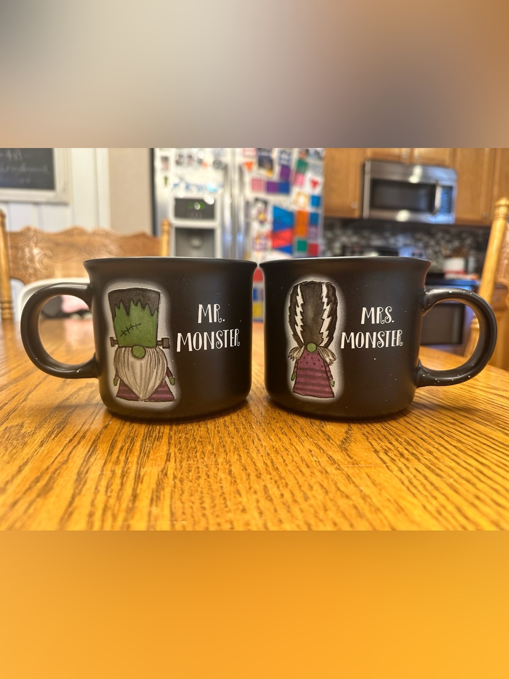 Mr. & Mrs. Monster Matte Black Ceramic mugs